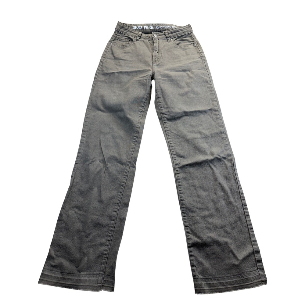 SONG Jeans Women 5/27 Gray 90s Boyfriend Straight Leg Raw Hem 100% Cotton